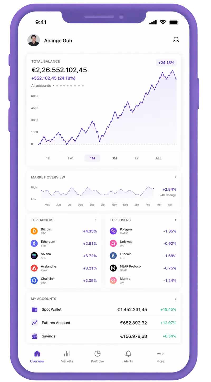 Nimbus Rendics mobile app showing portfolio overview